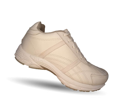 Tenis Deportivo y Escolar de piel con agujetas Sport Shoes 1959 Blanco/Blanco Unisex para niño, niña, joven, mujer y hombre