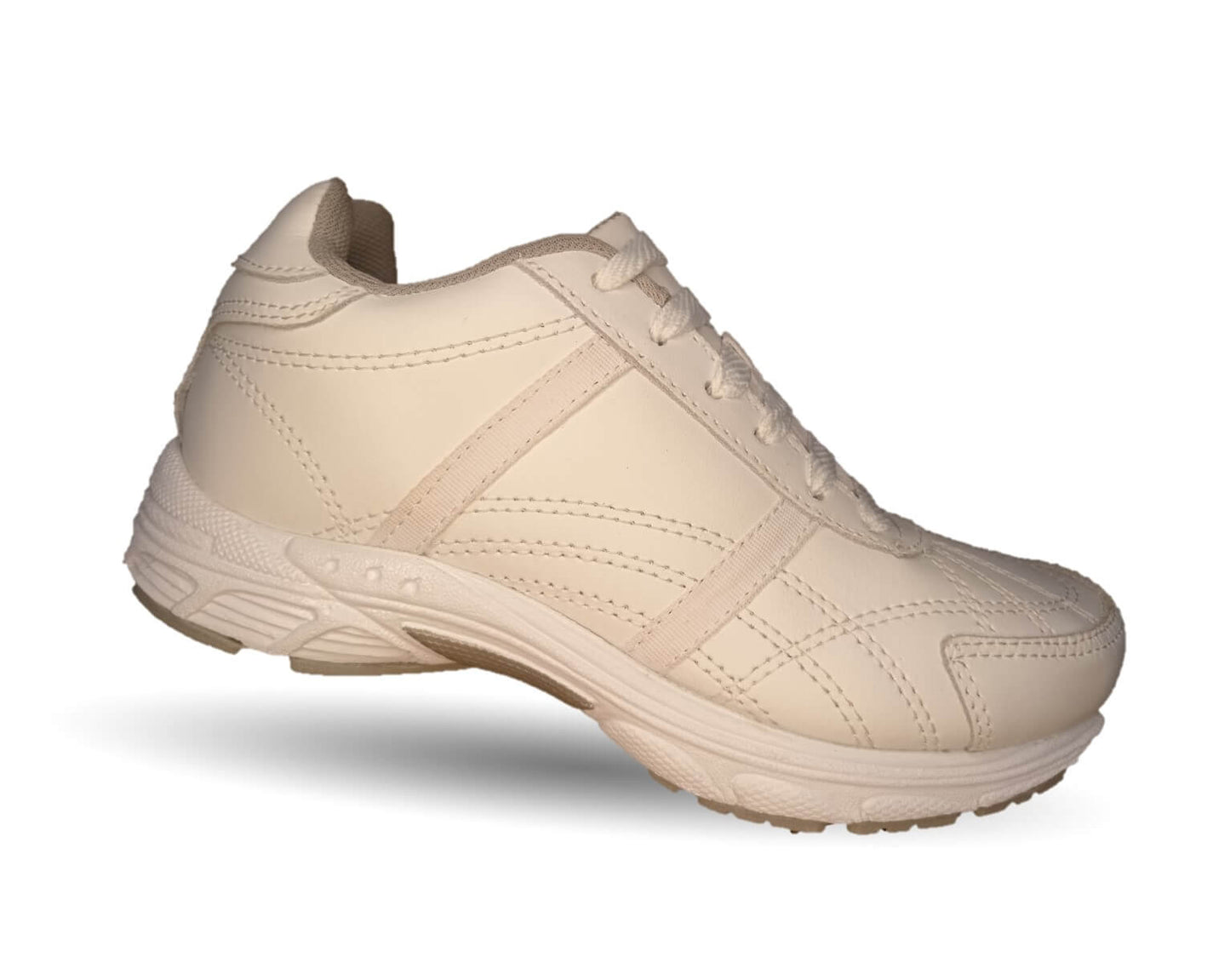 Tenis Deportivo y Escolar de piel con agujetas Sport Shoes 1959 Blanco/Blanco Unisex para niño, niña, joven, mujer y hombre