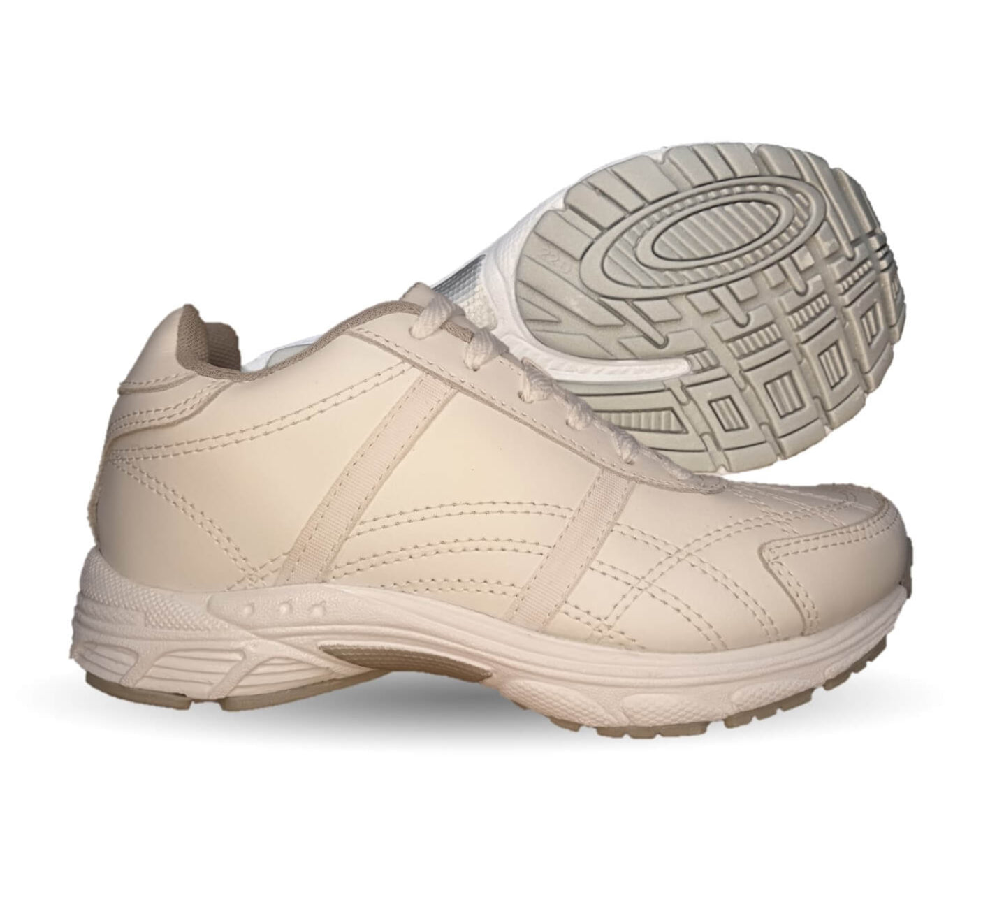 Tenis Deportivo y Escolar de piel con agujetas Sport Shoes 1959 Blanco/Blanco Unisex para niño, niña, joven, mujer y hombre