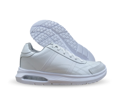 Tenis Deportivo y Escolar de piel con agujetas Sport Shoes 1959 Blanco/Blanco Unisex para niño, niña, joven, mujer y hombre