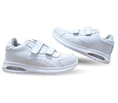 Tenis Deportivo y Escolar de piel con contactel Sport Shoes 1960 Blanco/Blanco Unisex para niño, niña, joven, mujer y hombre