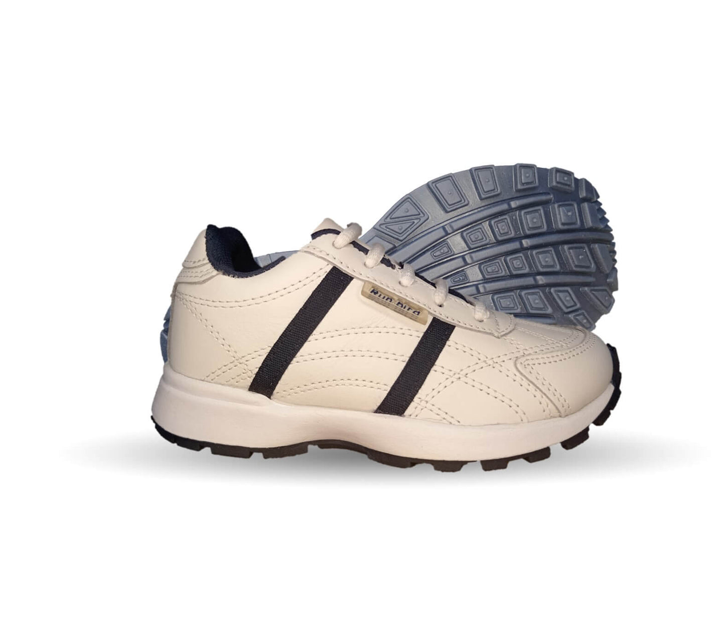 Tenis Deportivo y Escolar de piel con agujetasSport Shoes 1959 Blanco/Marino Unisex para niño, niña, joven, mujer y hombre