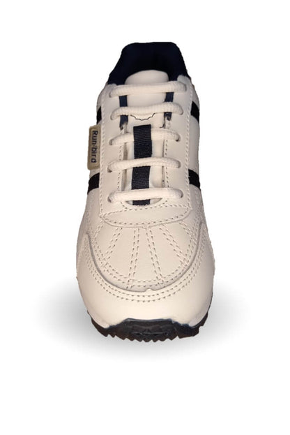 Tenis Deportivo y Escolar de piel con agujetasSport Shoes 1959 Blanco/Marino Unisex para niño, niña, joven, mujer y hombre