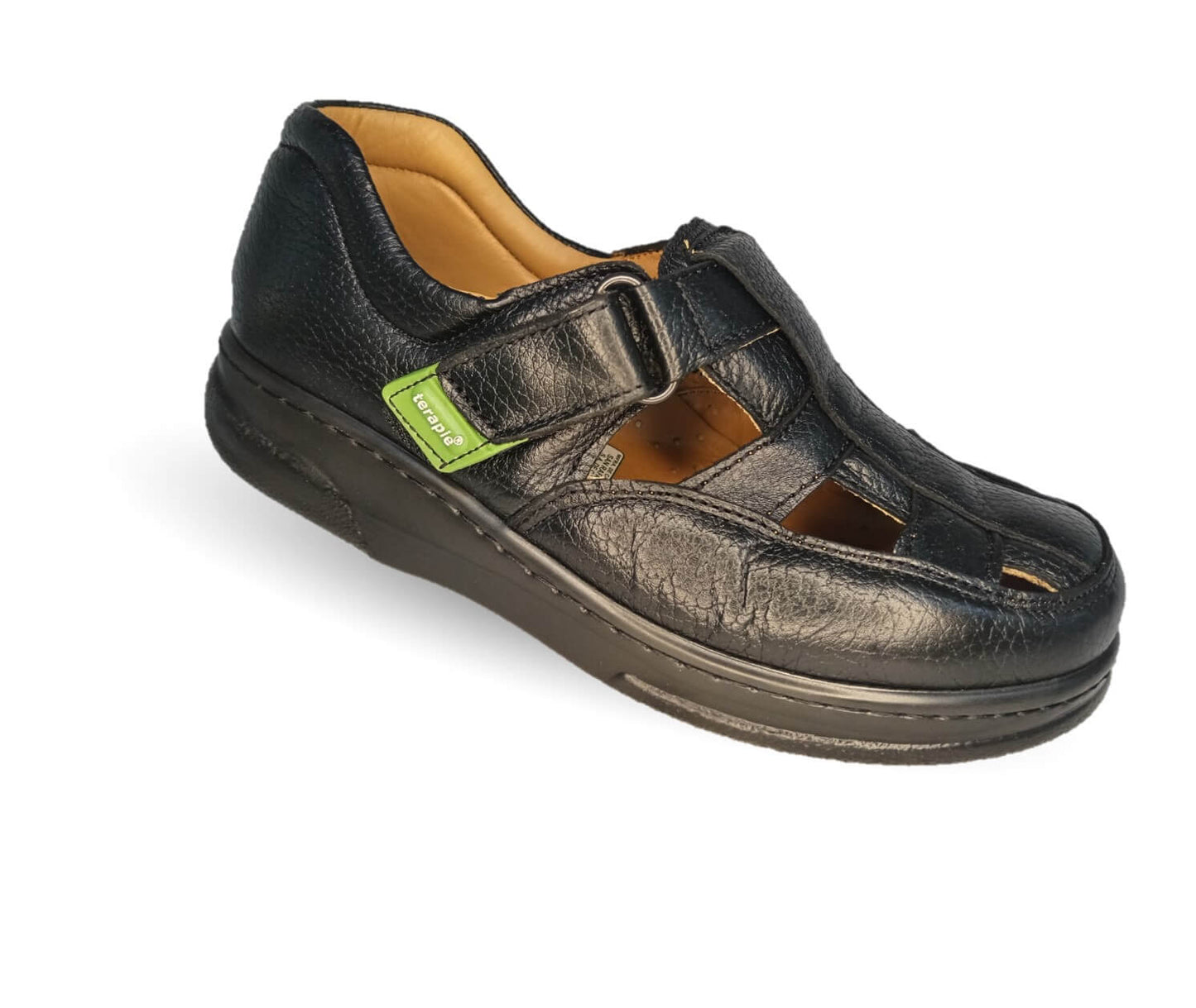 Zapato Terapéutico tipo Sandalia para pie Diabético o Lastimado de piel de cordero Terapie 138 Negro para mujer