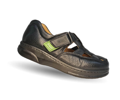 Zapato Terapéutico tipo Sandalia para pie Diabético o Lastimado de piel de cordero Terapie 138 Negro para mujer