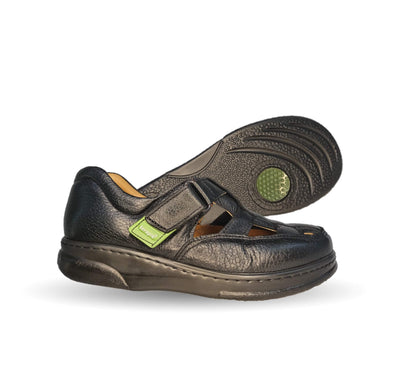 Zapato Terapéutico tipo Sandalia para pie Diabético o Lastimado de piel de cordero Terapie 138 Negro para mujer