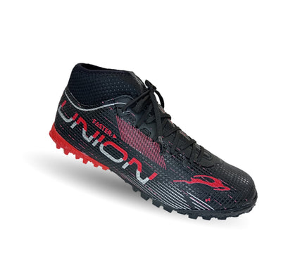 Tenis de Futbol tipo Calcetín con multitacos Union 2070 Negro/Rojo/Plata para hombre
