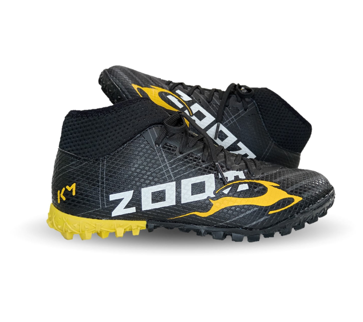 Tenis de Futbol tipo Calcetín con multitacos Union 3040 Negro/Amarillo Unisex para mujer y hombre