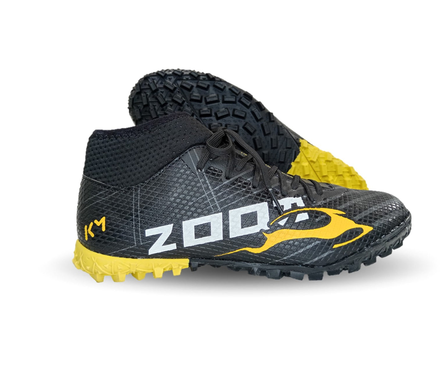 Tenis de Futbol tipo Calcetín con multitacos Union 3040 Negro/Amarillo Unisex para mujer y hombre