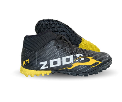 Tenis de Futbol tipo Calcetín con multitacos Union 3040 Negro/Amarillo Unisex para mujer y hombre