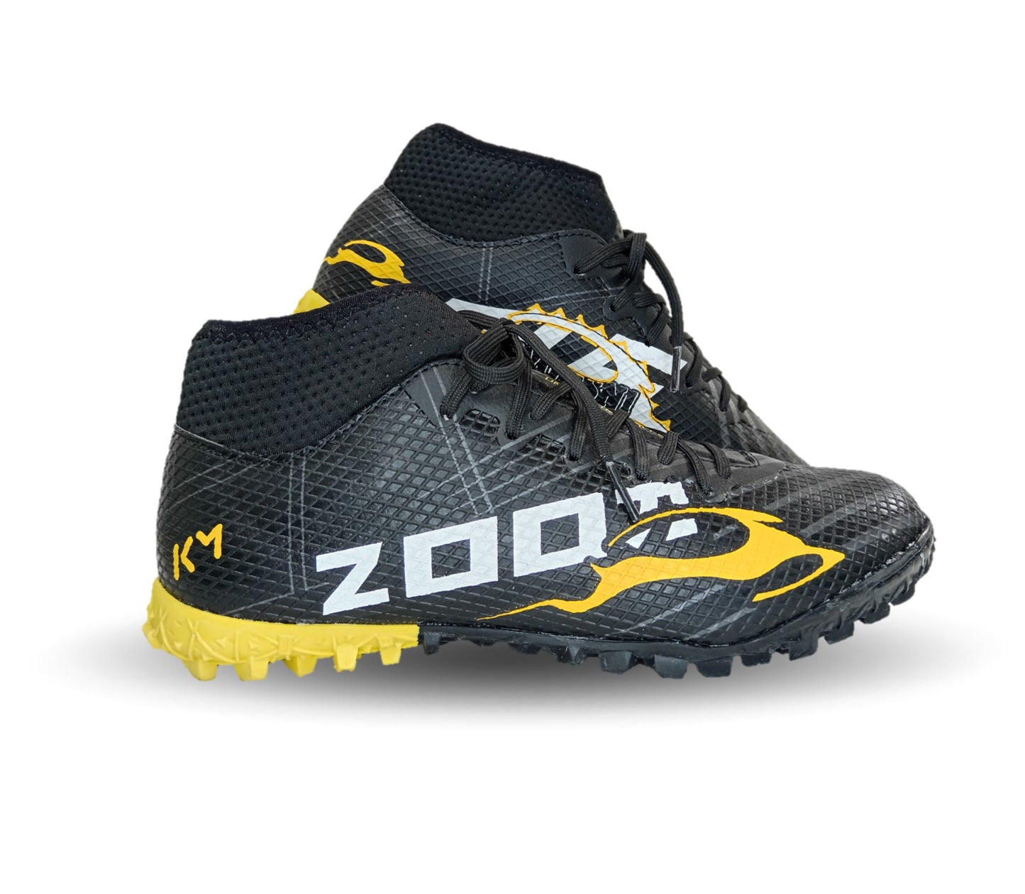 Tenis de Futbol tipo Calcetín con multitacos Union 3040 Negro/Amarillo Unisex para mujer y hombre