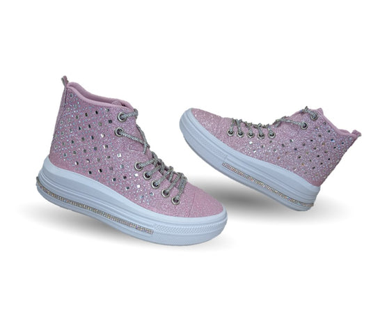 Tenis tipo Bota con agujetas Vany 114 Rosa para niña