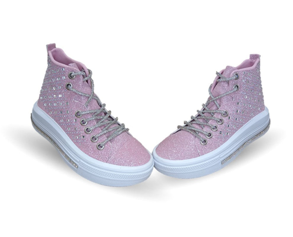 Tenis tipo Bota con agujetas Vany 114 Rosa para niña