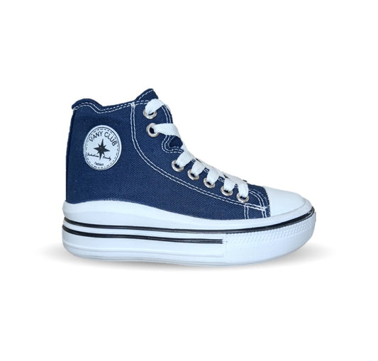 Tenis tipo Bota con agujetas Vany 6010 Azul Marino Unisex para niño y niña