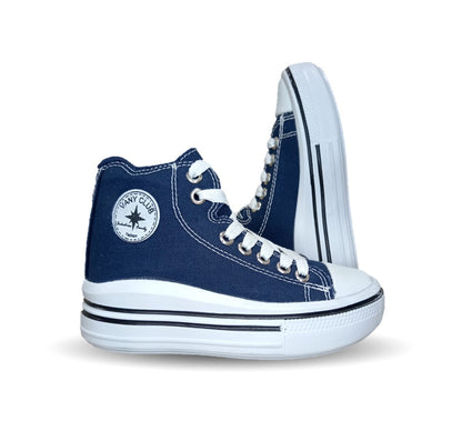 Tenis tipo Bota con agujetas Vany 6010 Azul Marino Unisex para niño y niña
