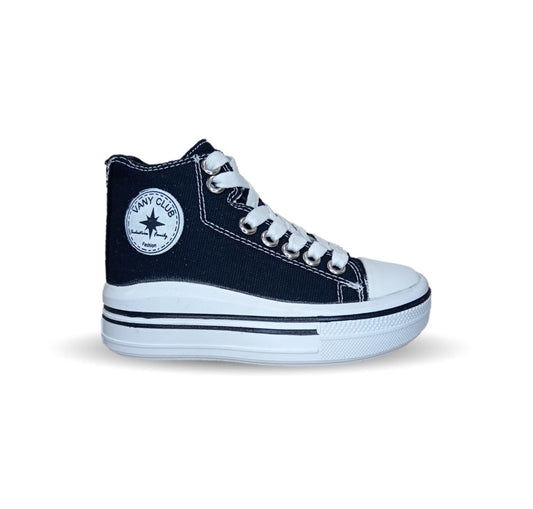 Tenis tipo Bota con agujetas Vany 6010 Negro Unisex para niño y niña
