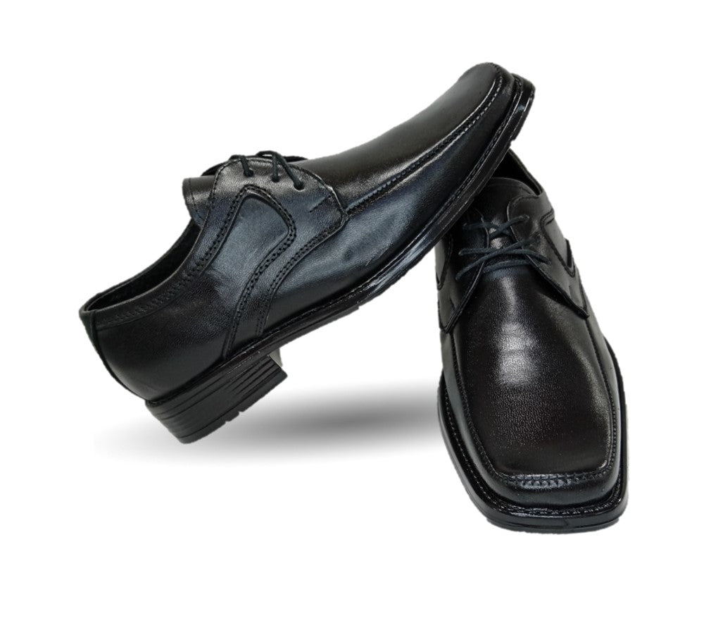 Zapato Escolar y de Vestir de piel con agujeta Viakentto 451 Negro para niño