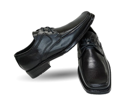 Zapato Escolar y de Vestir de piel con agujeta Viakentto 451 Negro para niño