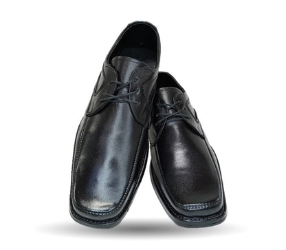 Zapato Escolar y de Vestir de piel con agujeta Viakentto 451 Negro para niño