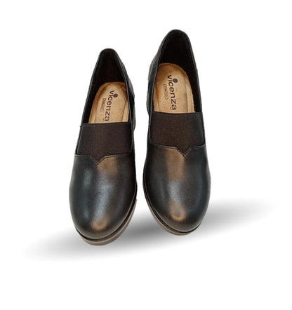 Zapato Casual de Moda de piel bovino con tacón medio Vicenza 14501 negro para mujer