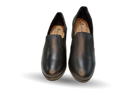 Zapato Casual de Moda de piel bovino con tacón medio Vicenza 14503 Negro para mujer