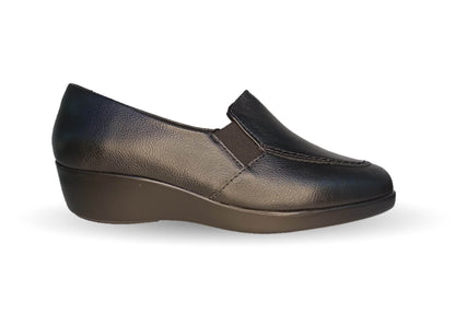 Zapato Casual de moda de piel bovino con cuña media Vicenza 15703 Negro para mujer