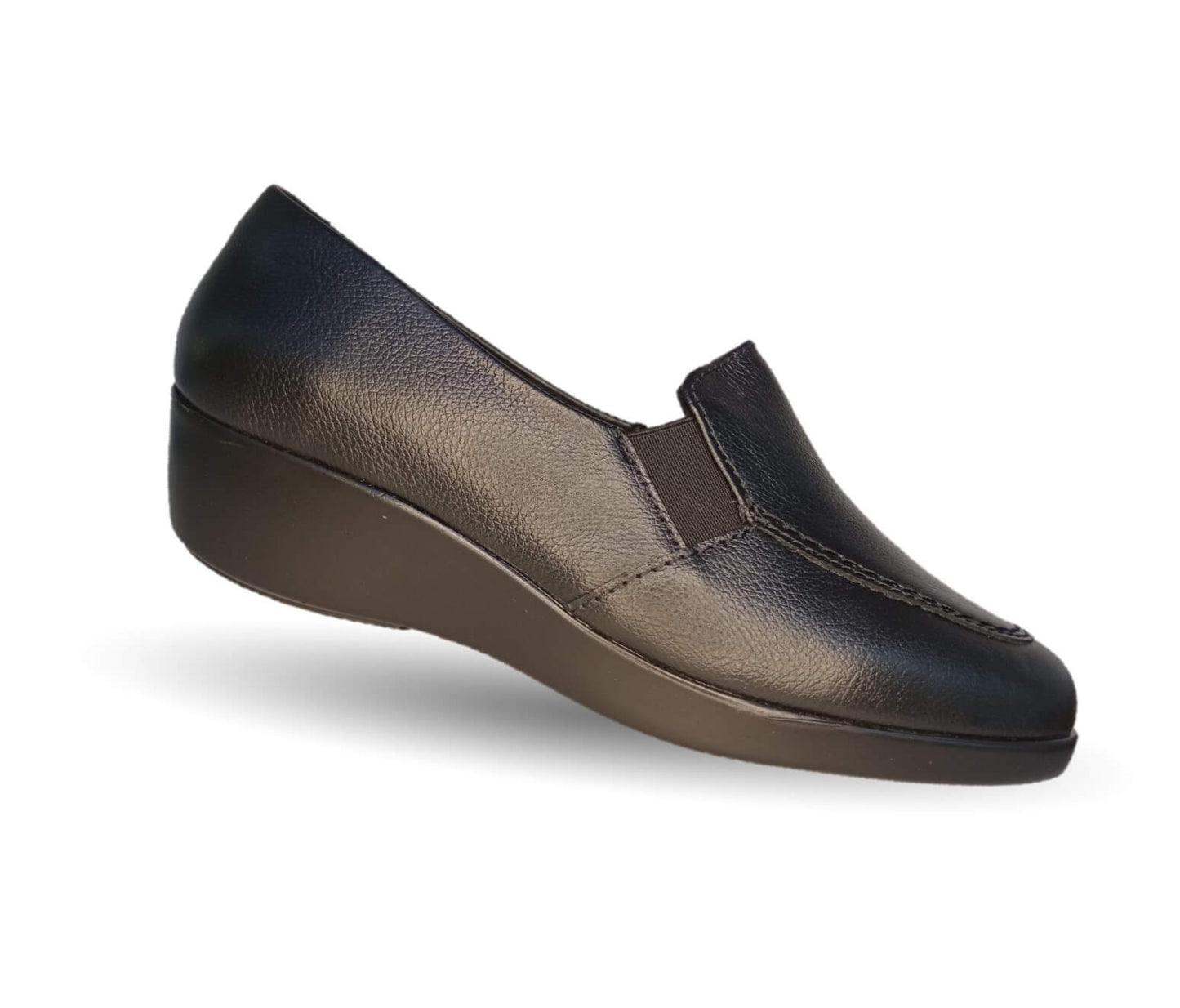 Zapato Casual de moda de piel bovino con cuña media Vicenza 15703 Negro para mujer