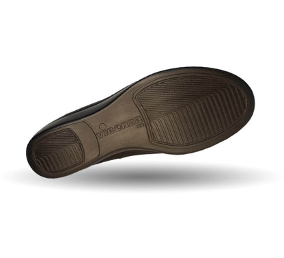 Zapato Casual de moda de piel bovino con cuña media Vicenza 15703 Negro para mujer