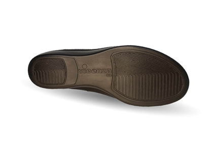 Zapato Casual de moda de piel bovino con cuña media Vicenza 15705 Negro para mujer