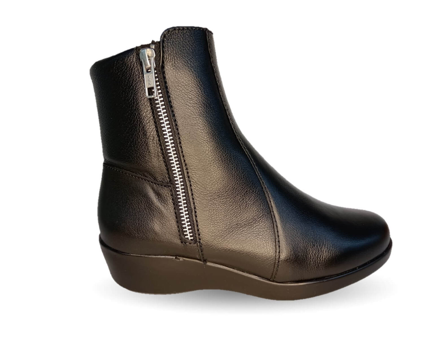 Bota Casual de moda de piel bovino con cierre Vicenza 15707 Negro para mujer