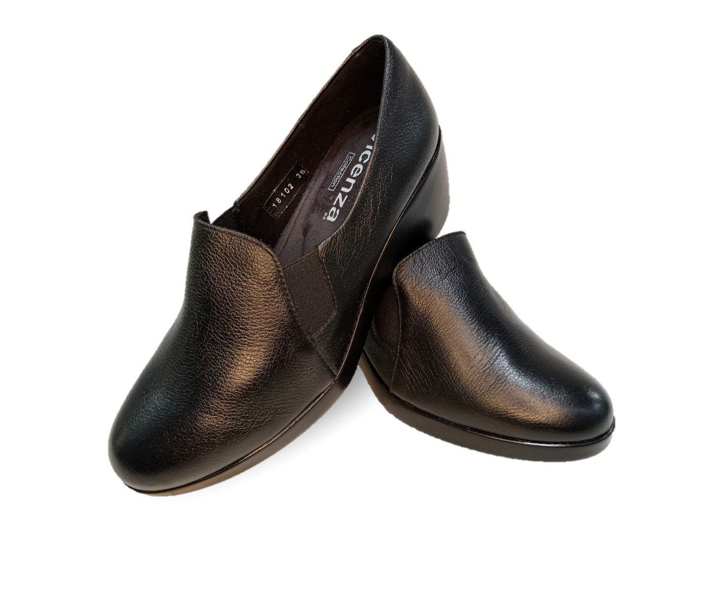 Zapato Casual de moda de piel bovino con cuña media Vicenza 18102 Negro para mujer