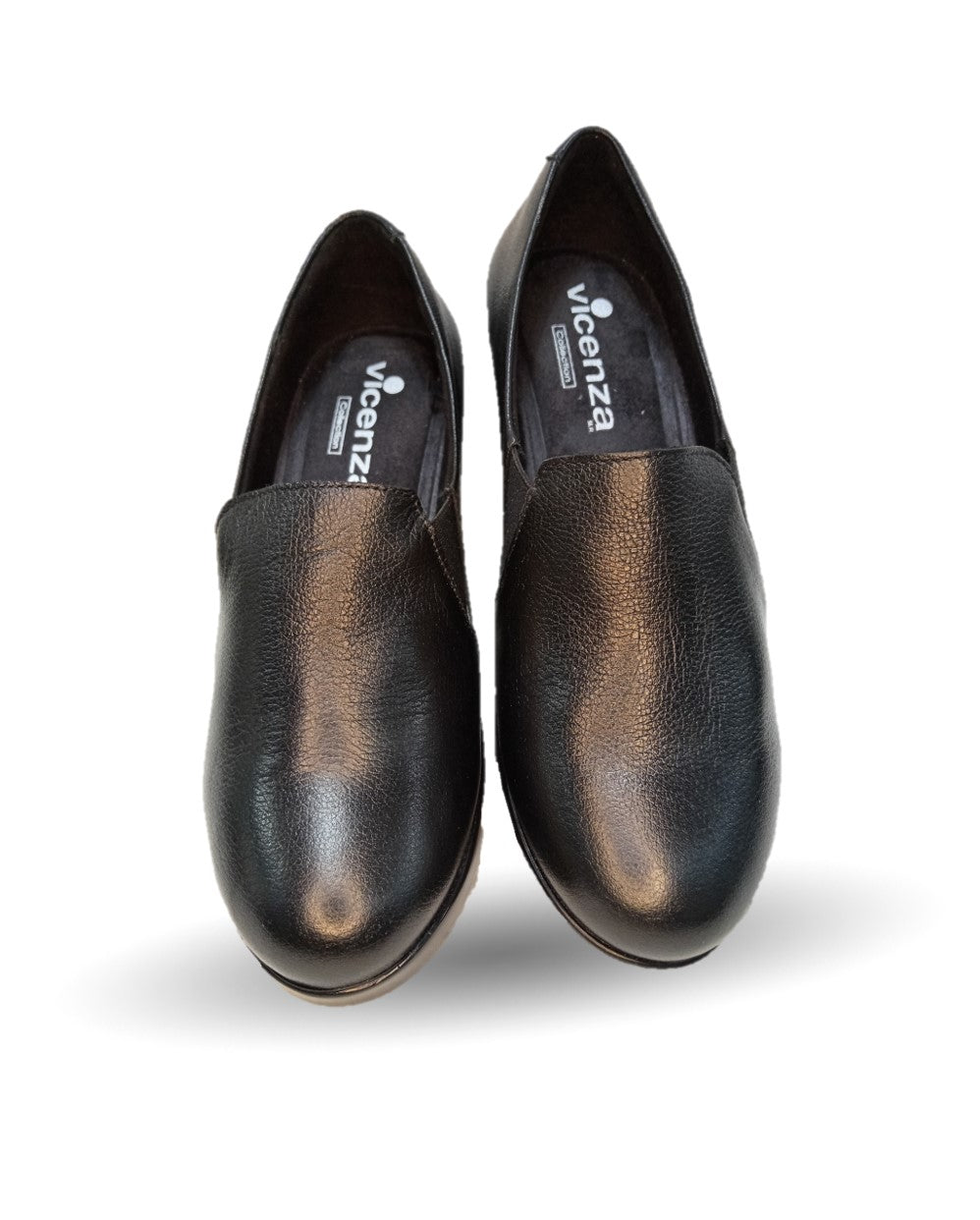 Zapato Casual de moda de piel bovino con cuña media Vicenza 18102 Negro para mujer