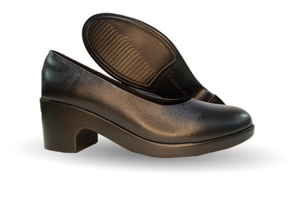 Zapato Casual de Moda de piel bovino con tacón bajo Vicenza 18202 Negro para mujer