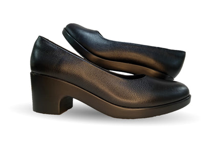 Zapato Casual de Moda de piel bovino con tacón bajo Vicenza 18202 Negro para mujer