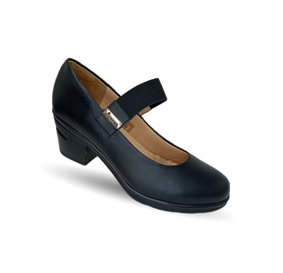Zapato Casual de Moda de piel bovino con tacón medio Vicenza 24110 Negro para mujer
