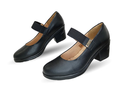 Zapato Casual de Moda de piel bovino con tacón medio Vicenza 24110 Negro para mujer