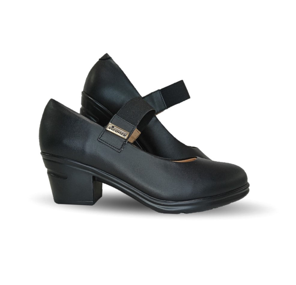 Zapato Casual de Moda de piel bovino con tacón medio Vicenza 24110 Negro para mujer