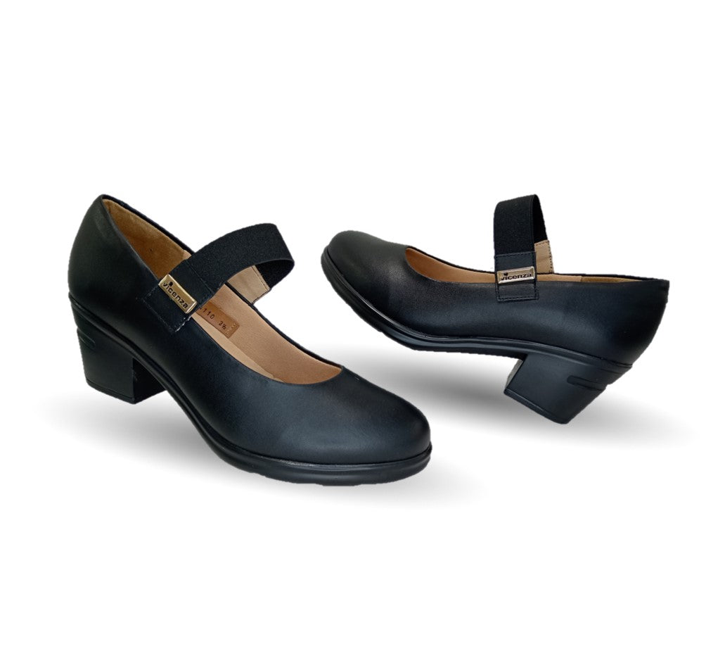 Zapato Casual de Moda de piel bovino con tacón medio Vicenza 24110 Negro para mujer