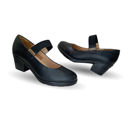 Zapato Casual de Moda de piel bovino con tacón medio Vicenza 24110 Negro para mujer