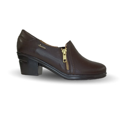 Zapato Casual de Moda de piel bovino con tacón medio Vicenza 24114 Café para mujer