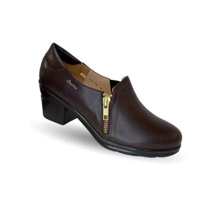 Zapato Casual de Moda de piel bovino con tacón medio Vicenza 24114 Café para mujer
