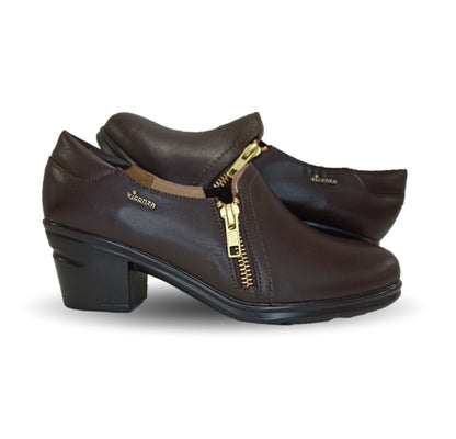 Zapato Casual de Moda de piel bovino con tacón medio Vicenza 24114 Café para mujer