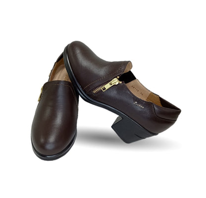 Zapato Casual de Moda de piel bovino con tacón medio Vicenza 24114 Café para mujer