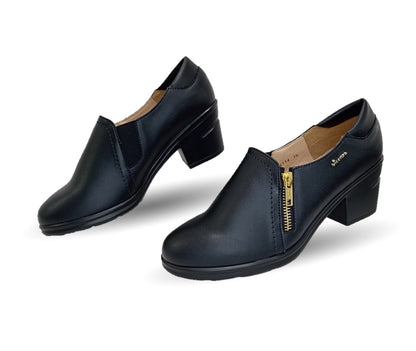 Zapato Casual de Moda de piel bovino con tacón medio Vicenza 24114 Negro para mujer