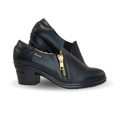 Zapato Casual de Moda de piel bovino con tacón medio Vicenza 24114 Negro para mujer