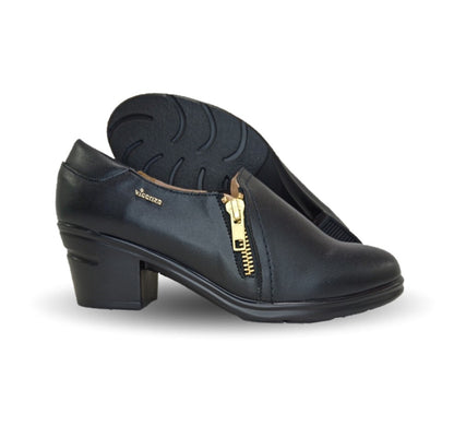 Zapato Casual de Moda de piel bovino con tacón medio Vicenza 24114 Negro para mujer