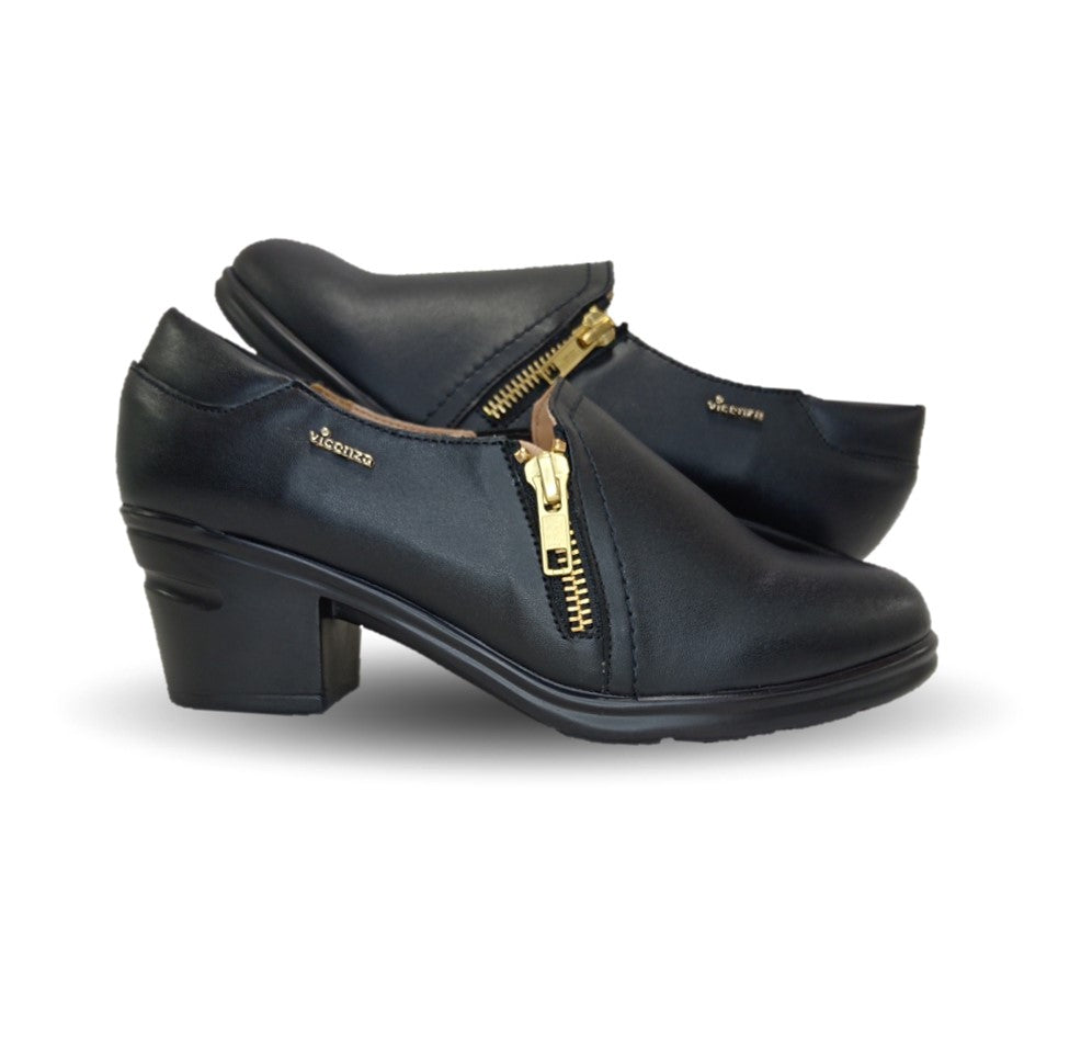 Zapato Casual de Moda de piel bovino con tacón medio Vicenza 24114 Negro para mujer