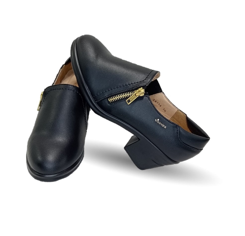 Zapato Casual de Moda de piel bovino con tacón medio Vicenza 24114 Negro para mujer