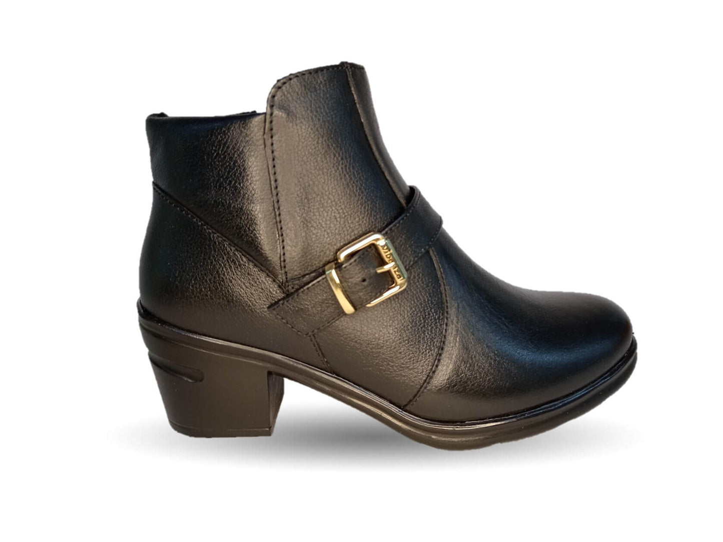 Bota Casual de piel bovino con tacón medio con cierre interno Vicenza 35004 Negro para mujer