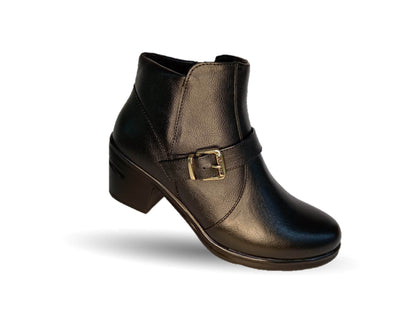 Bota Casual de piel bovino con tacón medio con cierre interno Vicenza 35004 Negro para mujer